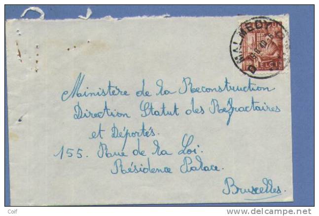 762 Op Brief Met Stempel MALMEDY (Oostkantons) (cantons De L´Est) - 1948 Export