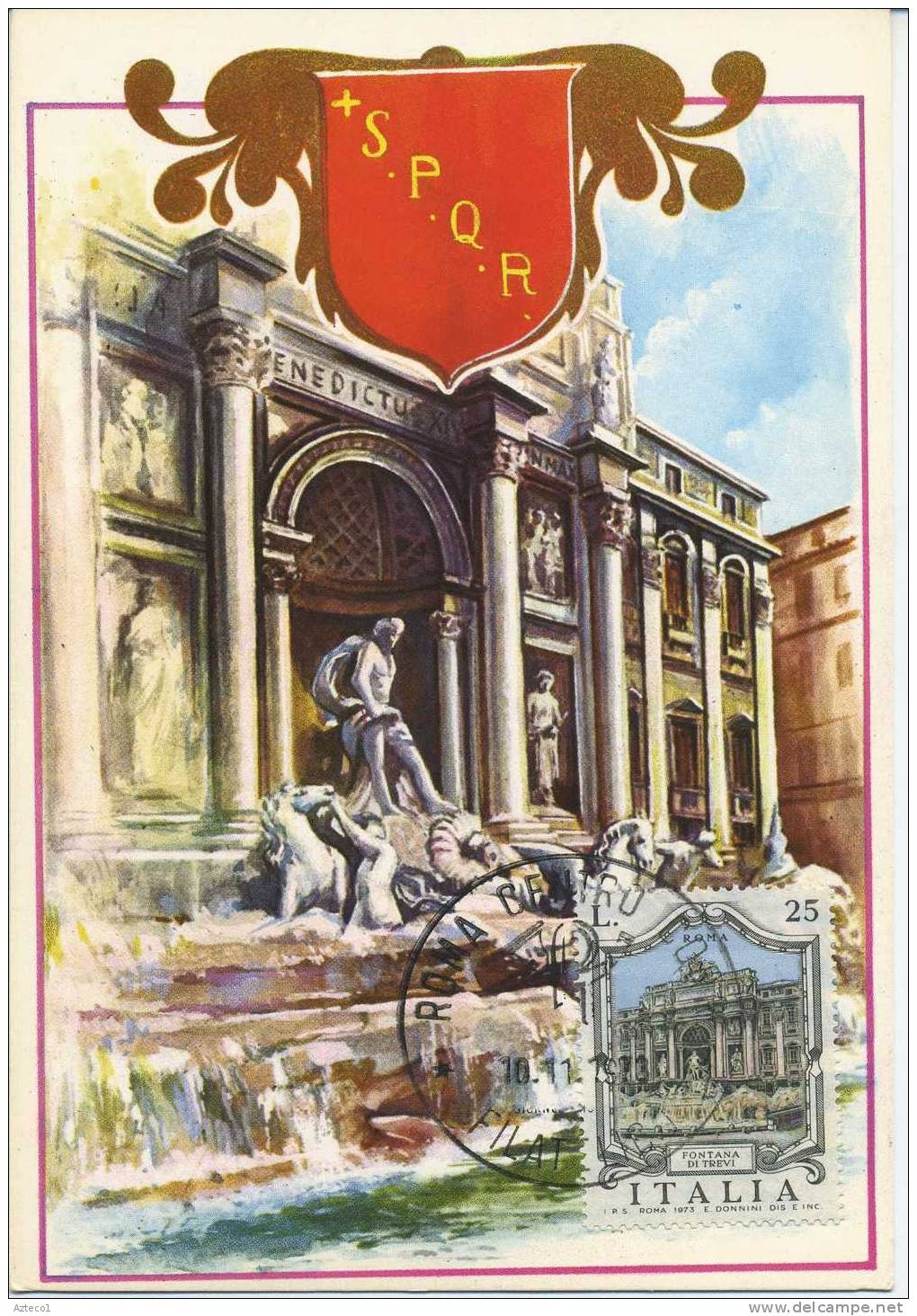 ITALIA - FDC  MAXIMUM CARD 1973 - FONTANA DI TREVI A ROMA - Cartes-Maximum (CM)