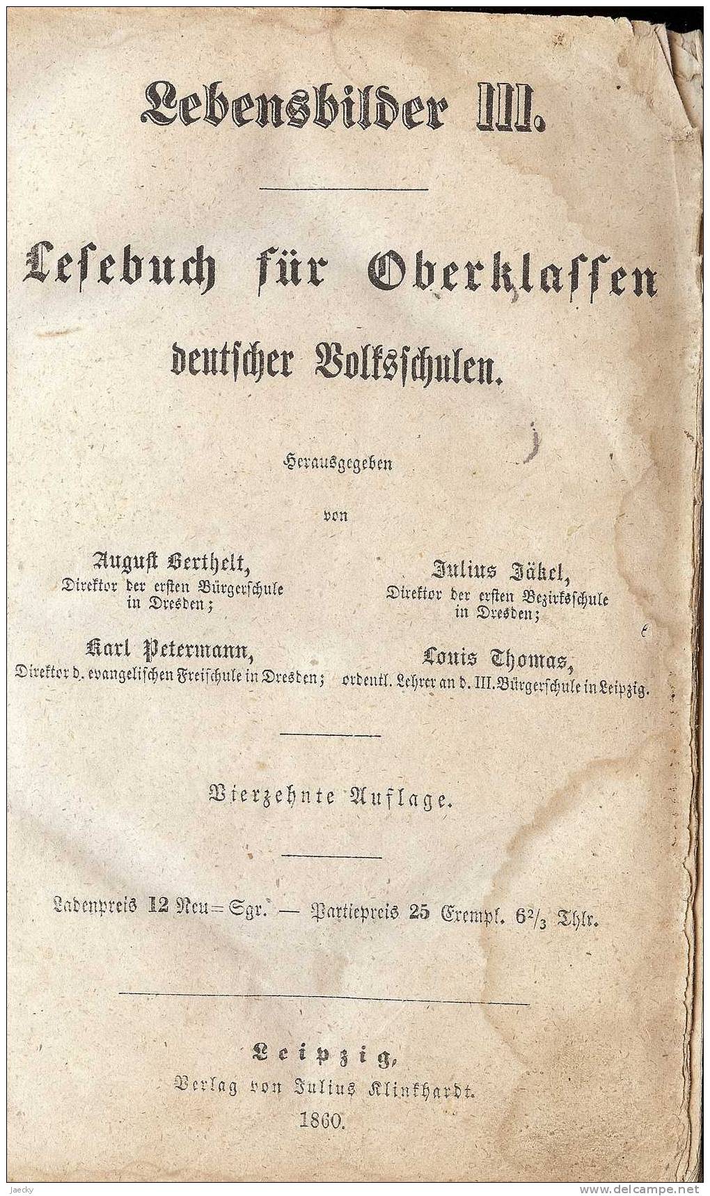 Lesebuch Für Oberklassen Deutscher Volksschulen 1860 - School Books