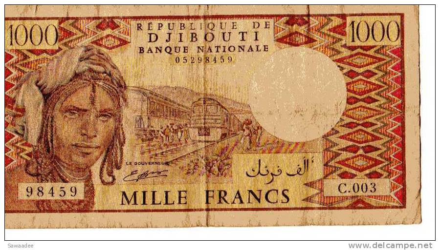 BILLET DJIBOUTI - P.37 - 1000 FRANCS - FEMME - TRAIN DIESEL - CARAVANE DROMADAIRES - Djibouti