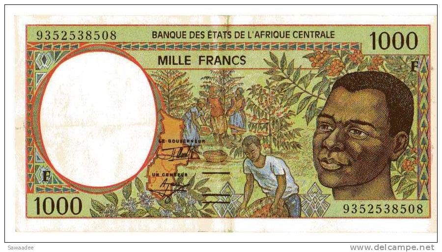 BILLET CENTRE AFRIQUE - BANQUE DES ETATS DE L"AFRIQUE CENTRALE - P.302F - 1993 - CAFEIER - COUPE DE BOIS - Centraal-Afrikaanse Republiek