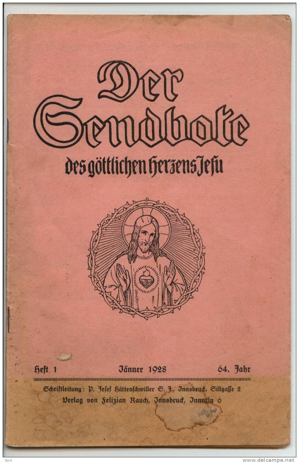 Der Sendbote Des Göttlichen Herzens Jesu Jänner 1928 Heft 1 -64.Jahr - Christianisme