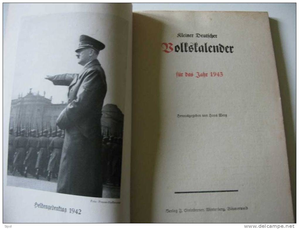 Kleiner Deutscher Volkskalender Für Das Jahre 1943- Verlag J.Steinbrener Winterberg Böhmerwald - Calendars