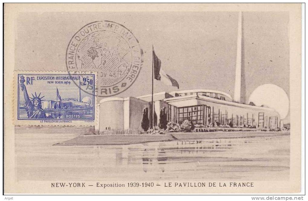 CARTE-MAXIMUM FRANCE  N° Yvert 458 (Exposition De New-York) Obl Sp Ill 1945 - 1940-1949