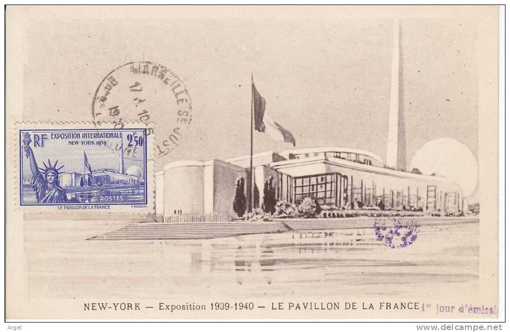 CARTE-MAXIMUM FRANCE  N° Yvert 458 (Exposition De New-York) Obl 1er Jour 10.6.40 - 1940-1949