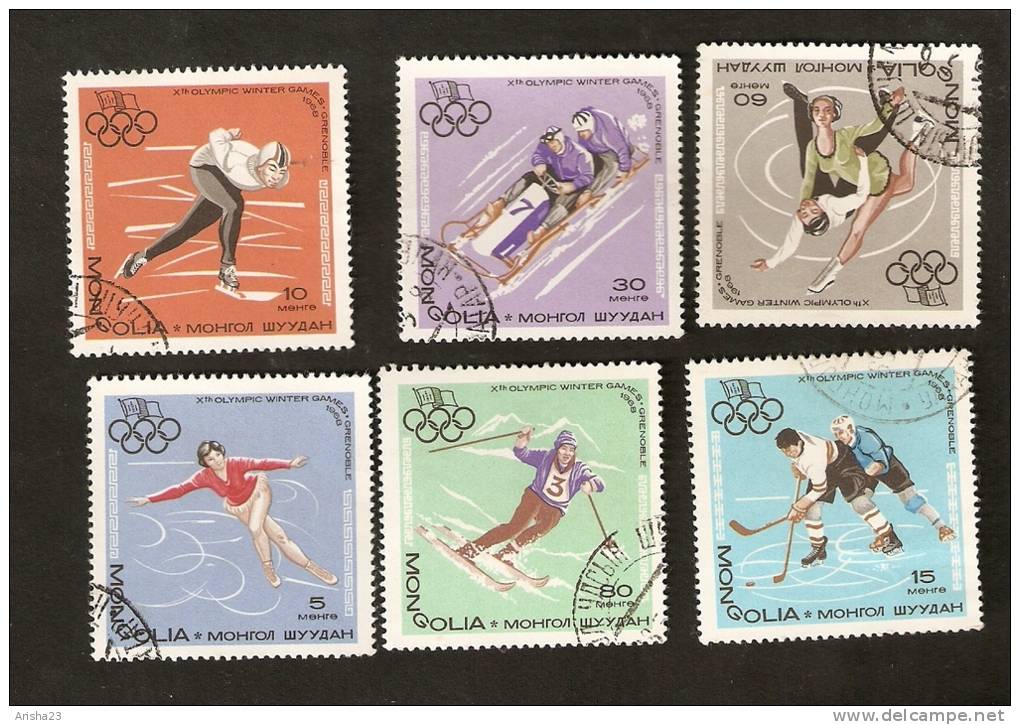 13. Mongolia, 1968 - SPORT - X Olympic Winter Games Grenoble - Set Of 6 - Hiver 1968: Grenoble