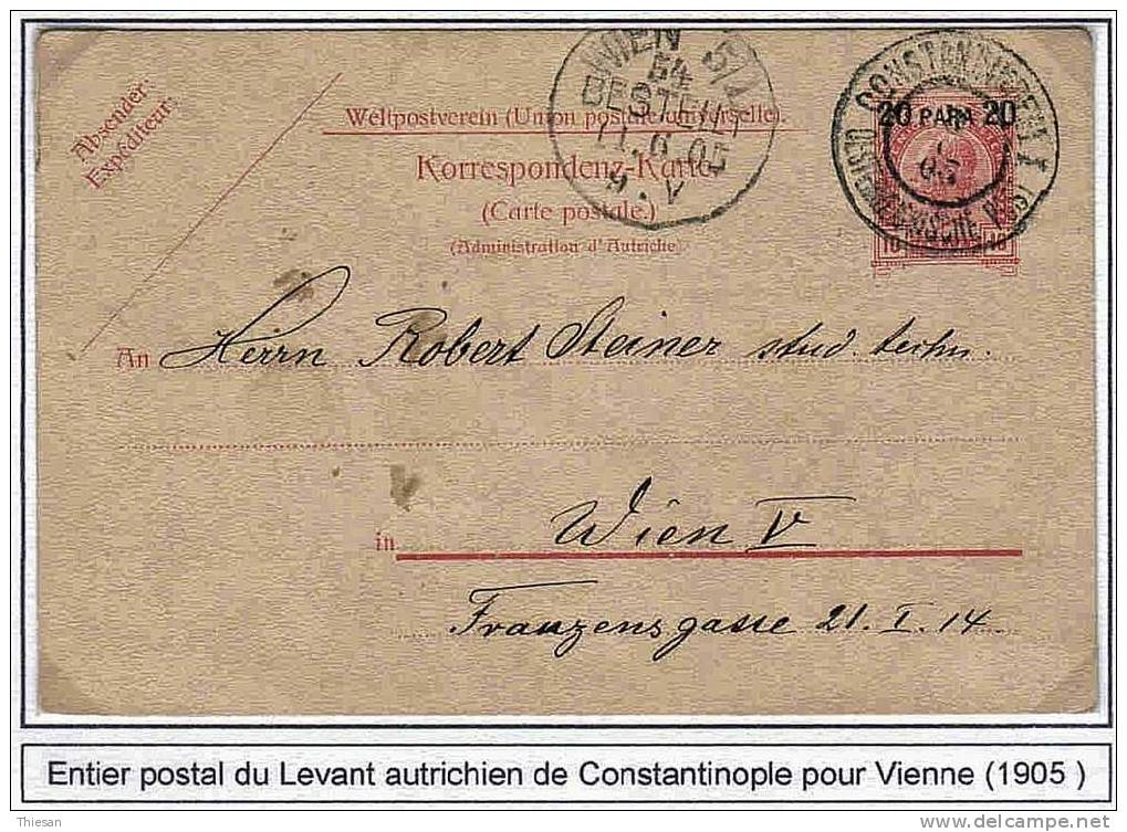 Levant Autiche Austria Turquie Ottoman Turkey Entier Constantinople I 1905 Lettre Cover Ganszache - Eastern Austria