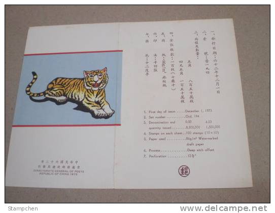 Folder 1973 Chinese New Year Zodiac Stamps  - Tiger 1974 - Chines. Neujahr