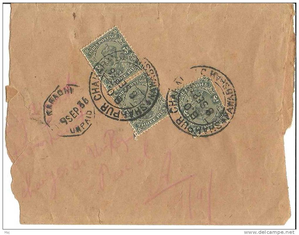 India Cover Book Post Also Due Mark Khi, 1936, 3px3 - Other & Unclassified