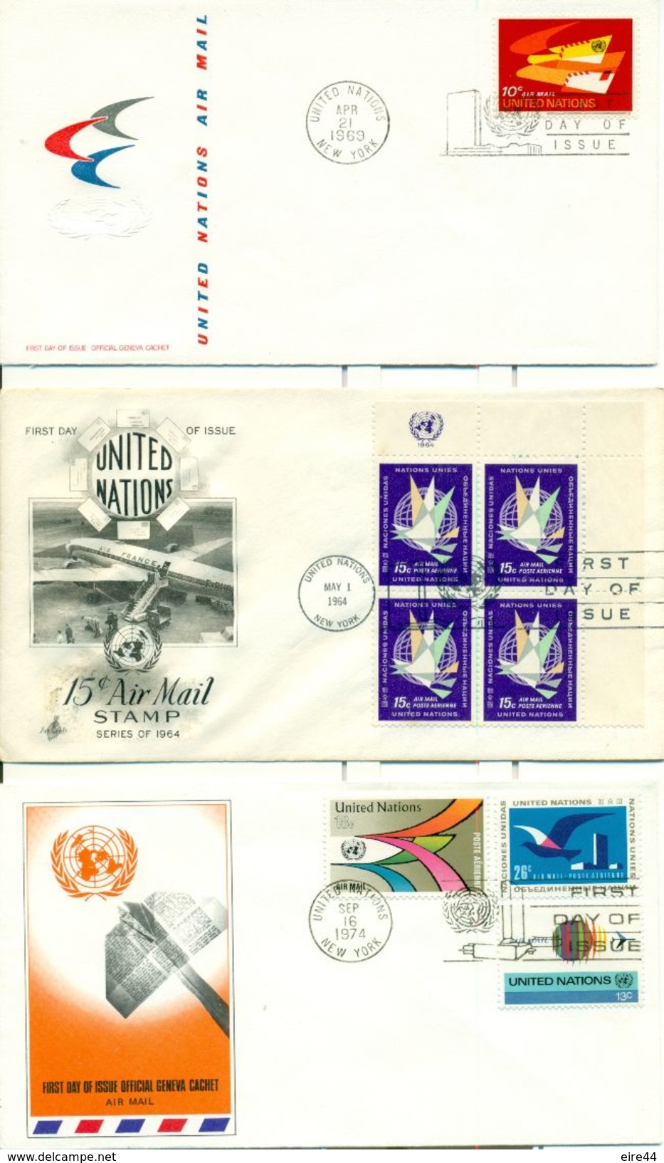 United Nations New York 7 FDC Definitive Issue Air Mail Dauerserie - Lots & Serien