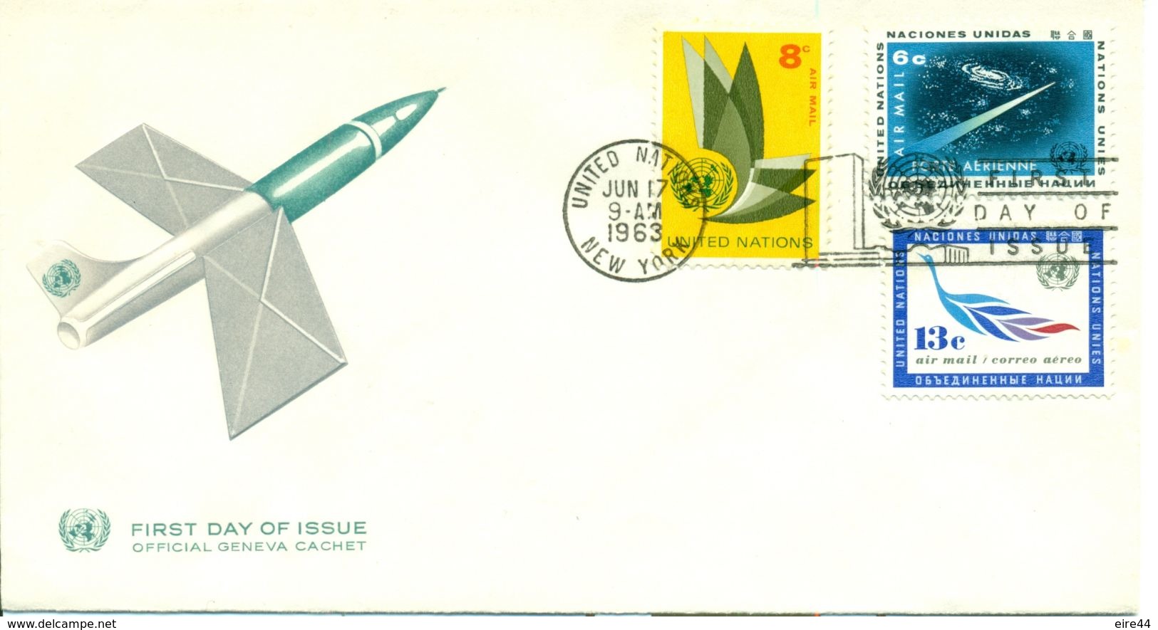United Nations New York 7 FDC Definitive Issue Air Mail Dauerserie - Lots & Serien