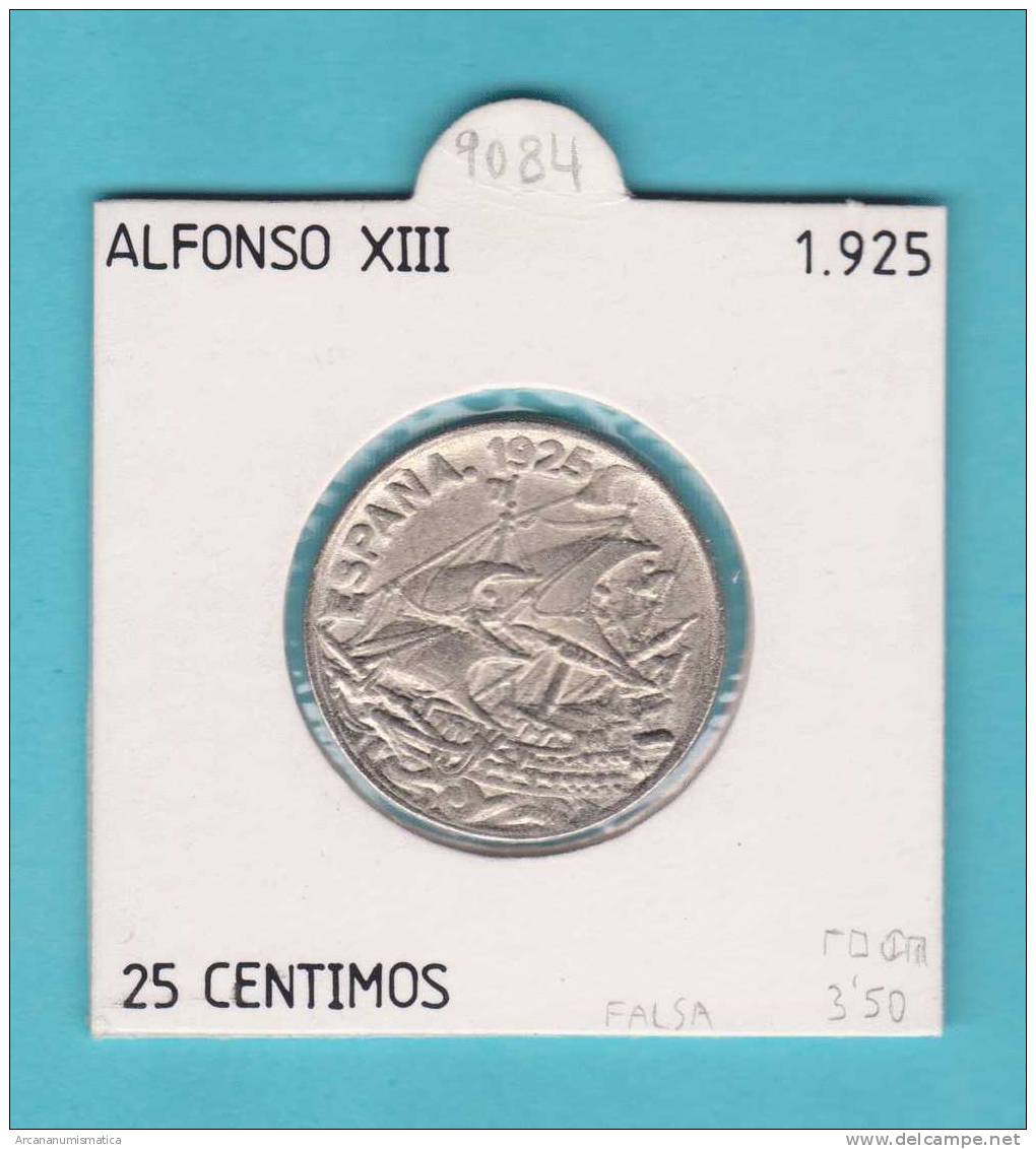 ESPAÑA  /  ALFONSO  XIII   25  CENTIMOS 1.925  REPLICA  KM#740   SC/UNC   DL-9084 - Andere & Zonder Classificatie