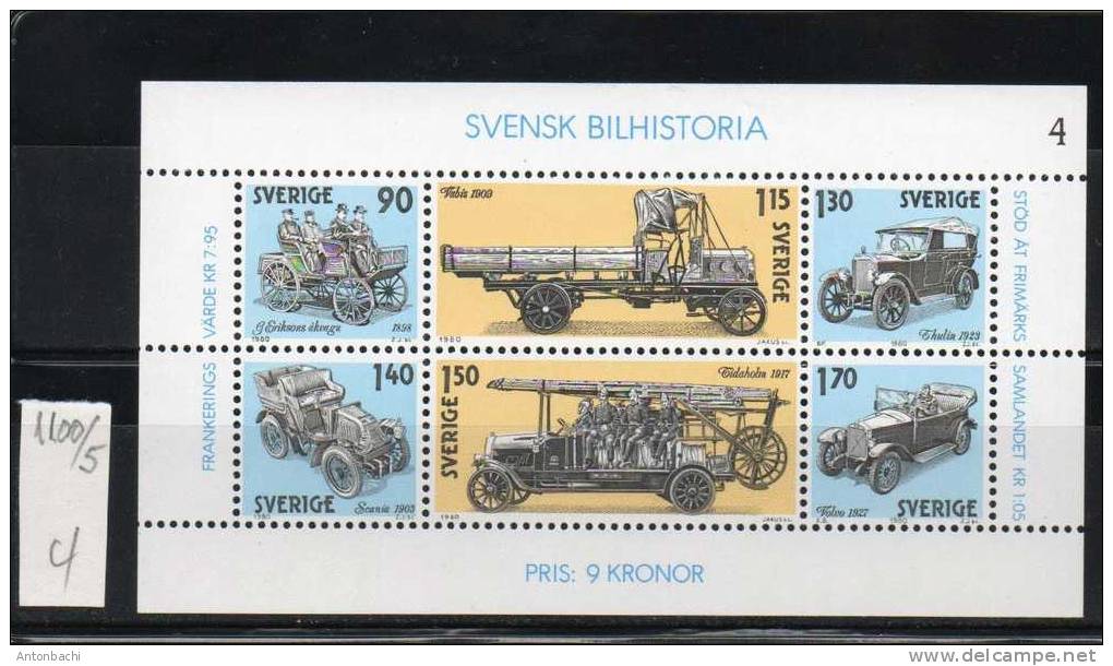 SUEDE / SWEDEN - 1980  YT 1100-1105 - AUTOMOBILE / CAR - Unused Stamps