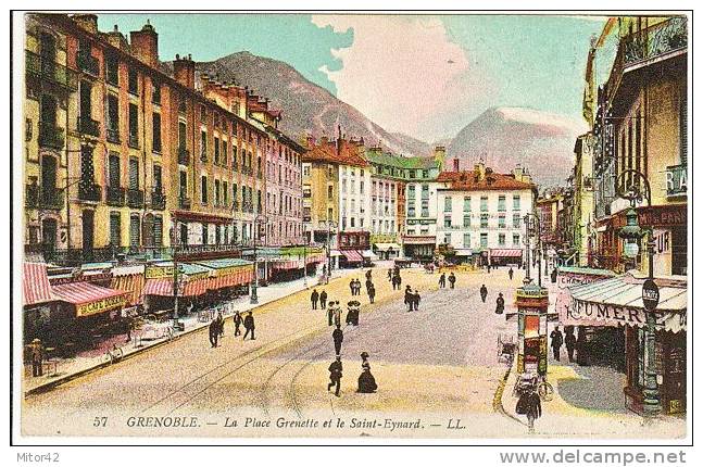 713-Grenoble-Isére-France-La Place Grenette Et Le Saint-Eynard-1920c.Nouveau-Nuova-New.. - Grenoble