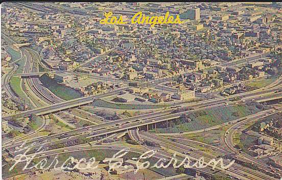 Los Angeles, California, Civic Center Freeway Interchange - Stamped Regal Hotel - Los Angeles