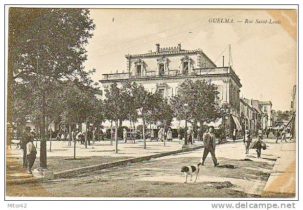 21-Guelma-Algerie Francaise-Rue Saint Louis-Animé-v.1908 X Parisr-Timbre 5c. France. - Guelma