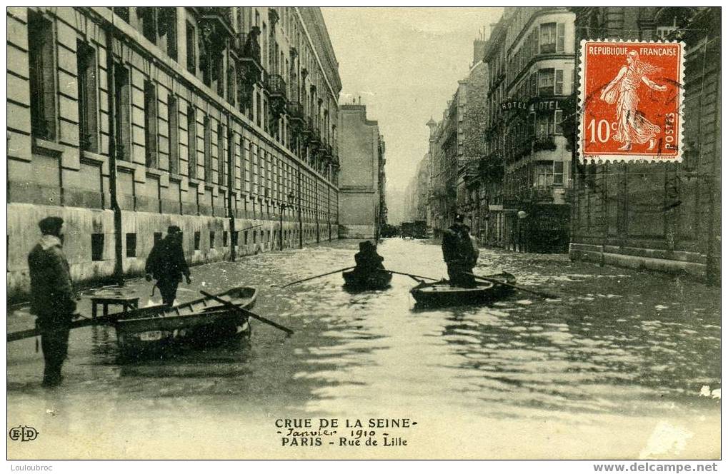 CRUE DE LA SEINE 1910 PARIS RUE DE LILLE  ANIMEE - Floods
