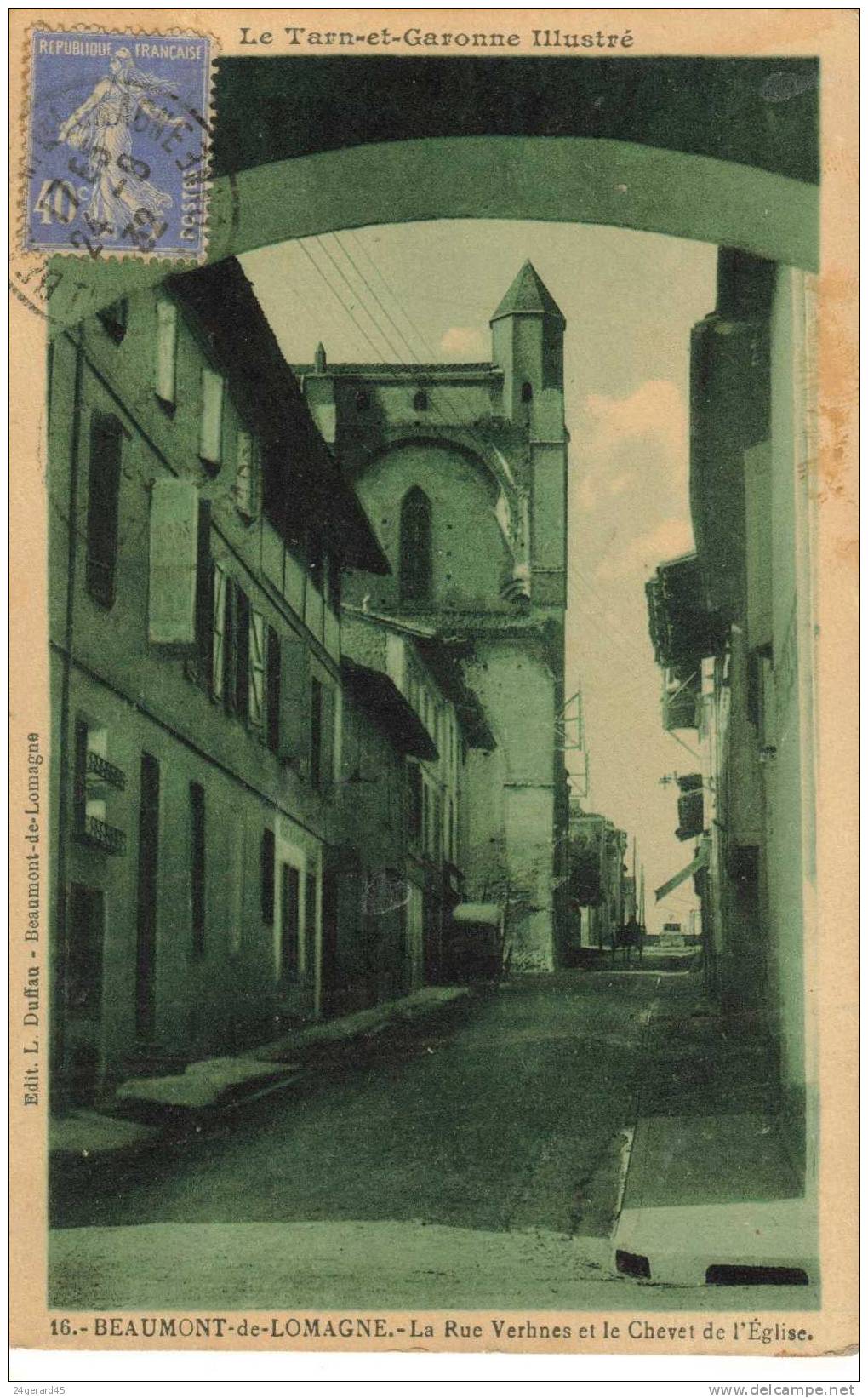 CPSM BEAUMONT DE LOMAGNE (Tarn Et Garonne) - La Rue Verhnes Et Le Chevet De L´église - Beaumont De Lomagne