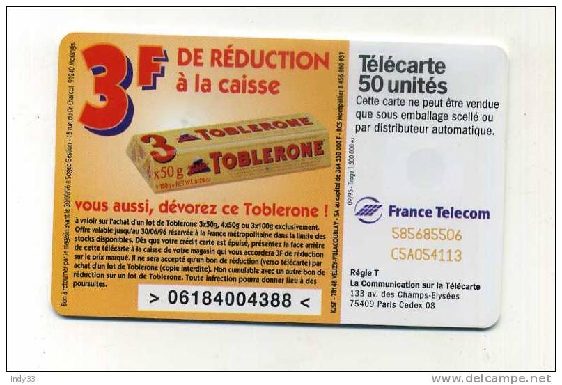 - TELECARTE FRANCE . TELECARTE TOBLERONE 1995 - Alimentación