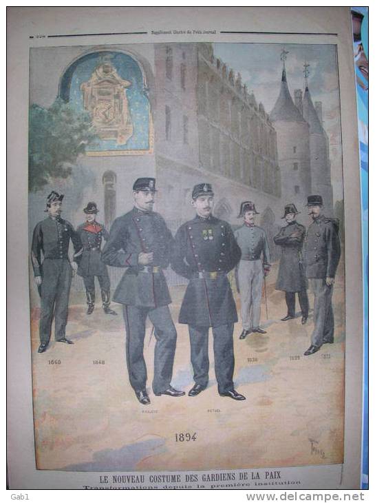 Le Petit Journal -1894-La Remise Aux Invalides Des Drapeaux Des Pontonniers - Le Nouveau Costume Des Gardiens De La Paix - Revistas - Antes 1900