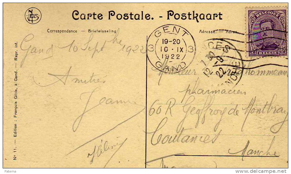 3513   Postal , GENT 1922, Chanteau Gravensteen  Post Card - Covers & Documents