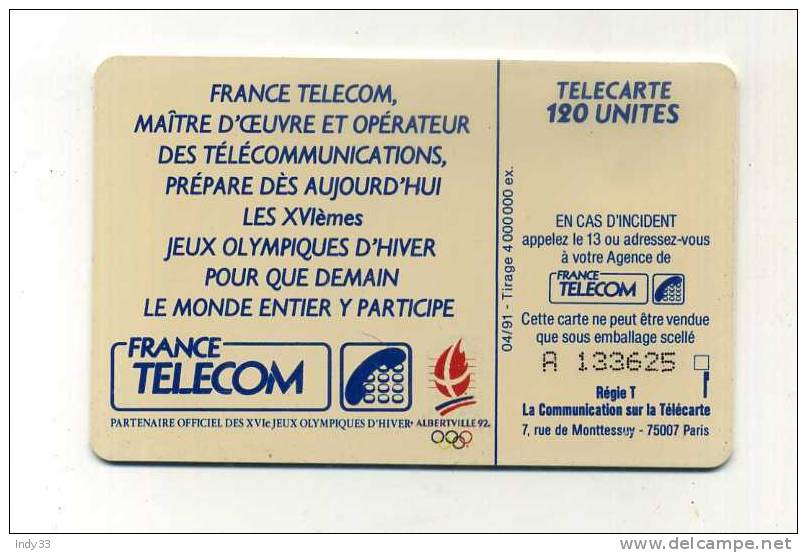 - TELECARTE FRANCE . J.O. ALBERTVILLE . 1991 - 1991