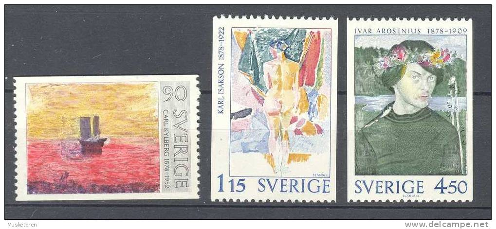 Sweden 1978 Mi. 1034-36 Geburtstag Von Birthday Of Karl Kylberg, Karl Isaksson, Ivar Arosenius (Cz. Slania) MNH** - Neufs