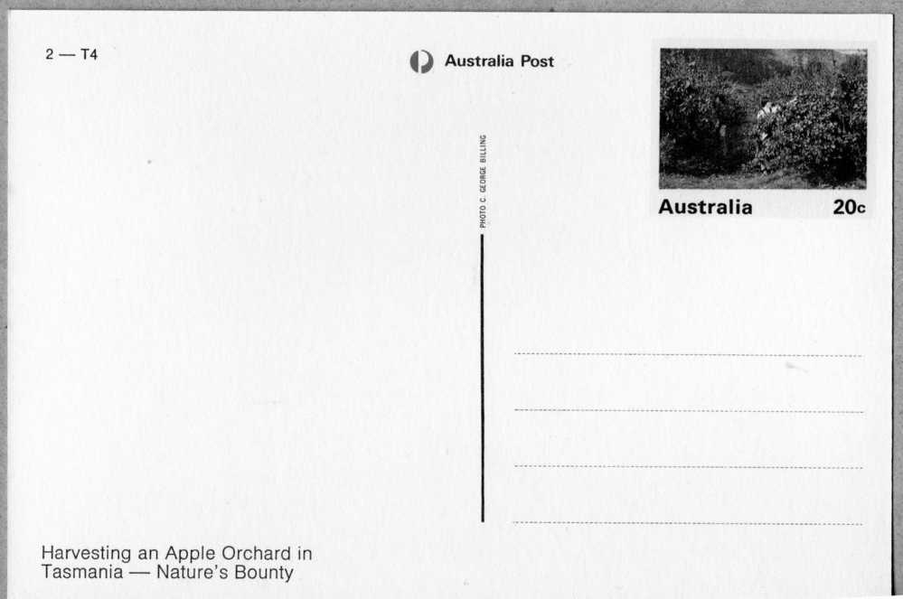Australia 1978 Pre-Stamped Postcards Series II 20c Apples, Tasmania - See 2nd Scan - Postal Stationery