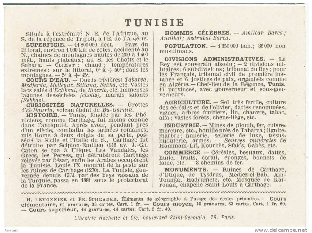 Chromo Carte Geo Ft 11/8,5 Bardo, Gabes, Tabarca, Kairouan, Zaghouan, Gare Ghardimaou - Autres & Non Classés