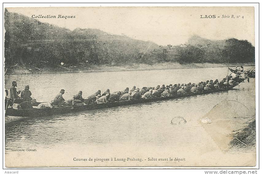 Course Pirogues A Luang Prabang  Timbre Decollé Cachet Xieng Khouang   Raquez Serie B No 4 - Laos