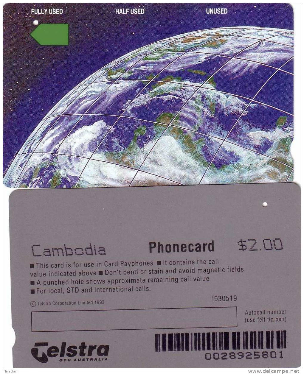 CAMBODGE TERRE EARTH 2$ VERY RARE  SUPERBE - Cambodja