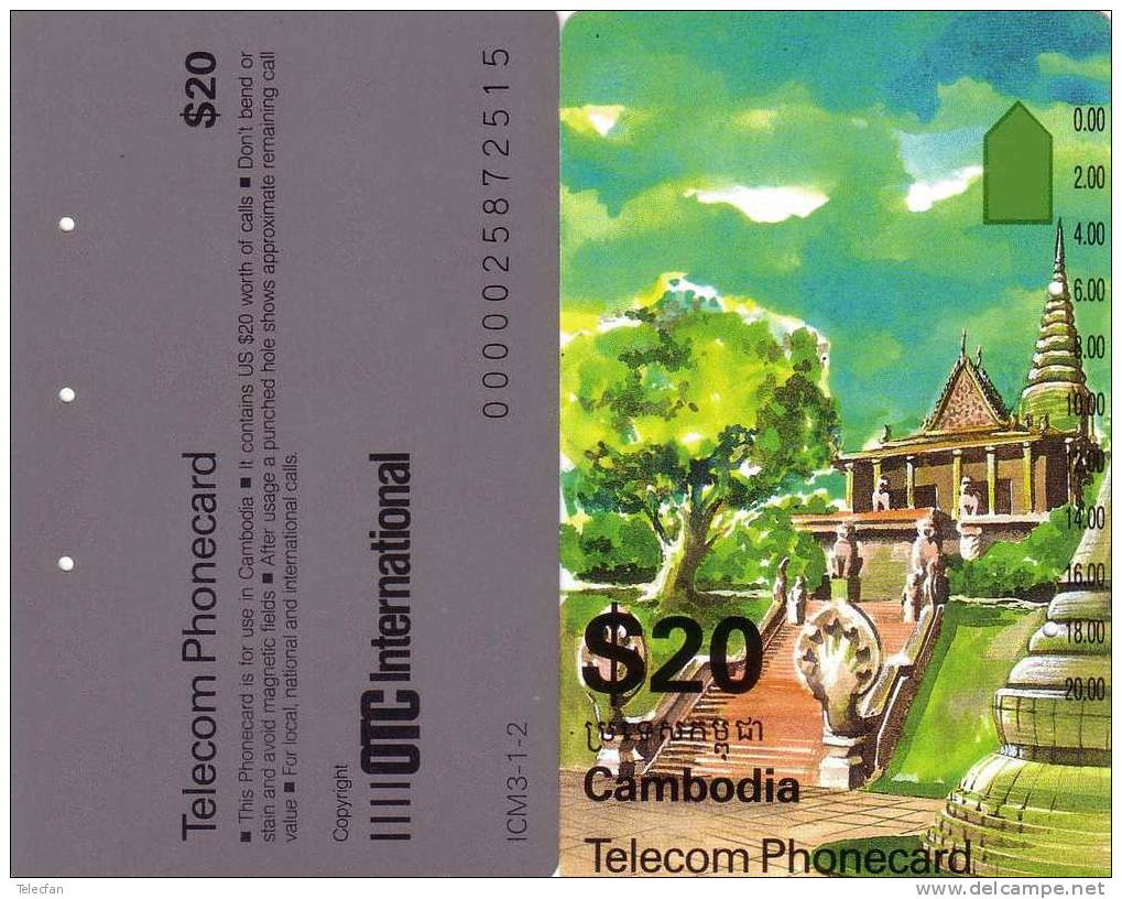 CAMBODGE PALACE TEMPLE 20$  OVERSIDE OTC ICM3-1  VERY VERY RARE  SUPERBE - Cambogia