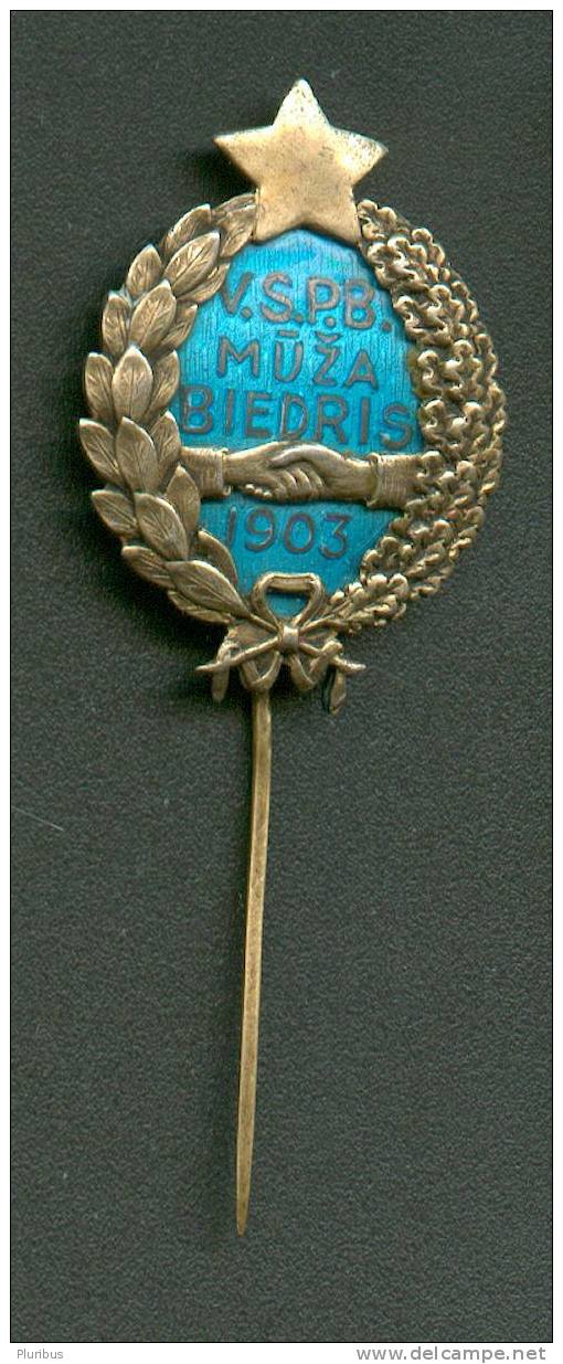 1903 LATVIA VERY NICE SILVER ENAMEL PIN BADGE INSURANCE - Other & Unclassified