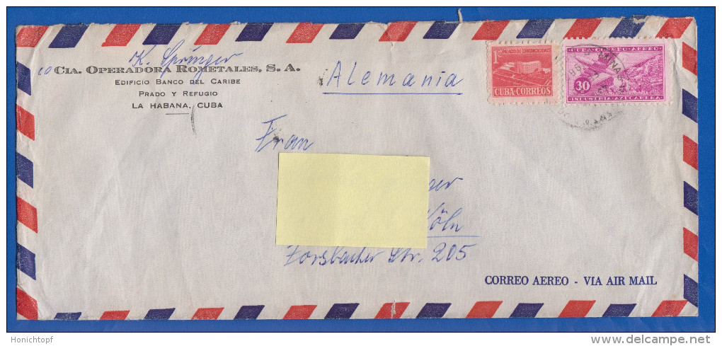 Cuba; 1962; Cover; Coreo Aereo; Via Air Mail - Posta Aerea