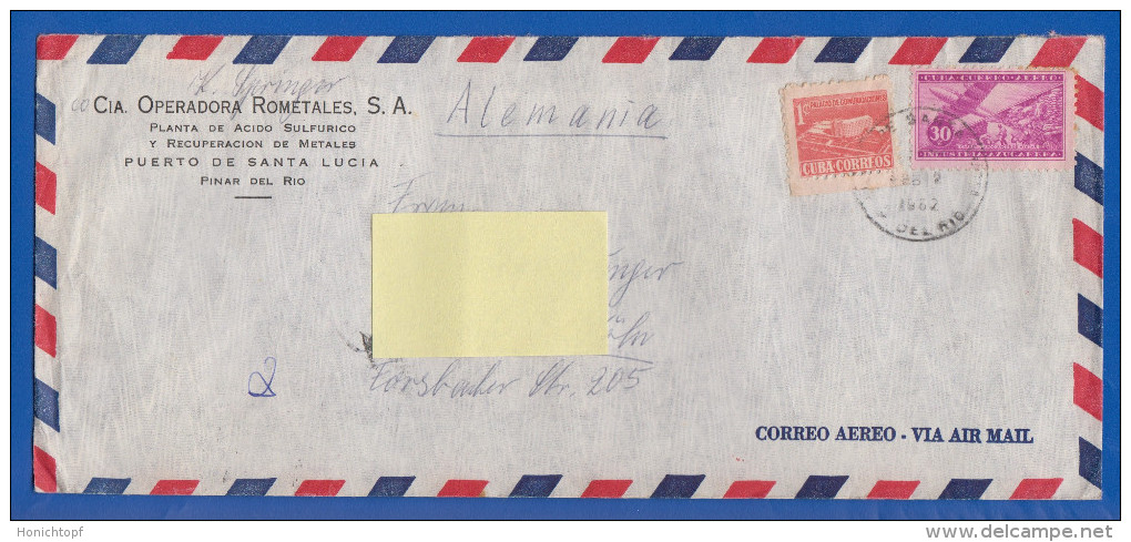 Cuba; 1962; Cover; Coreo Aereo; Via Air Mail - Luchtpost