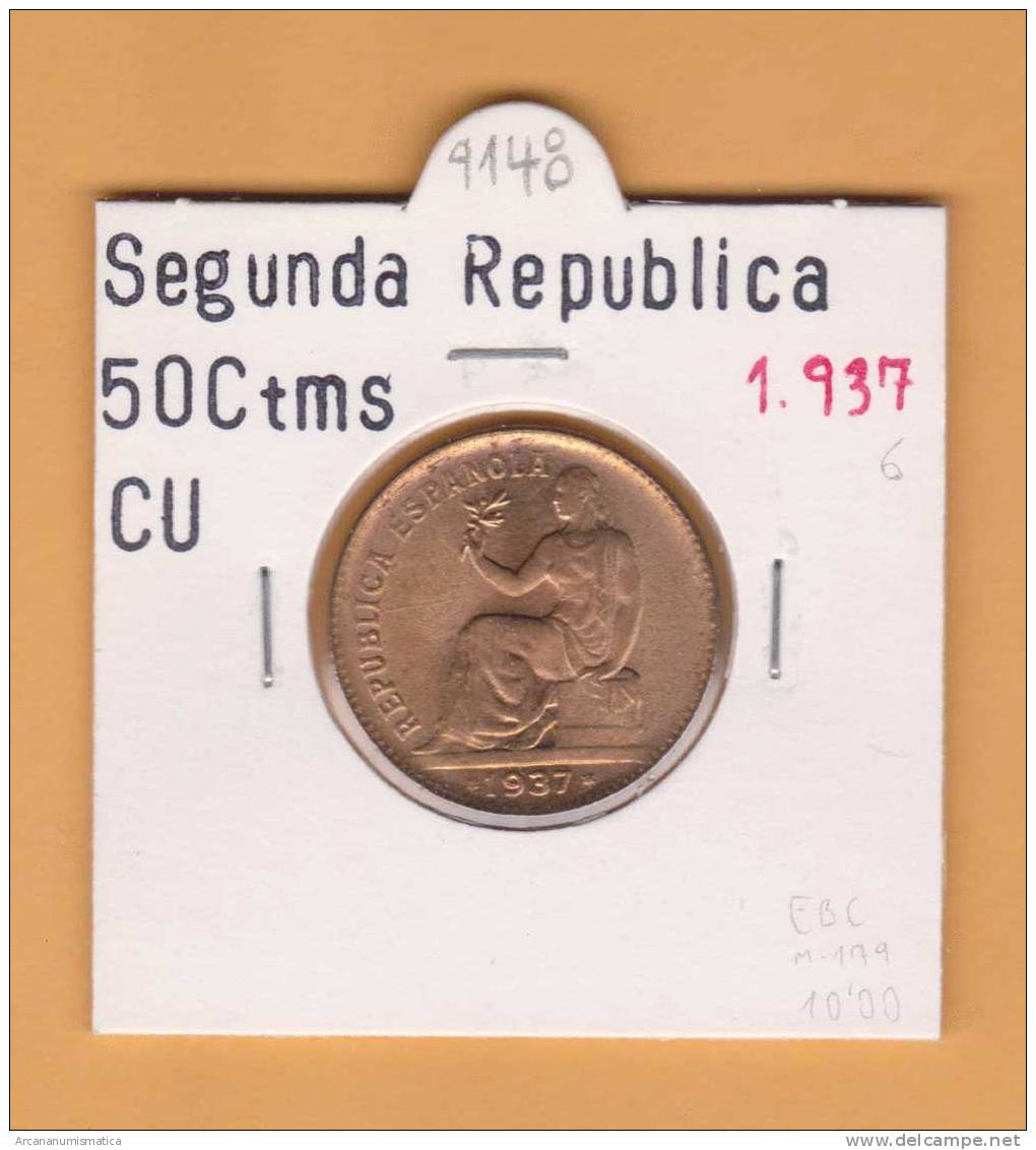 II REPUBLICA  50  CENTIMOS  COBRE  KM#754.1          1.937 #36    EBC/XF     DL-9148 - 50 Centimos