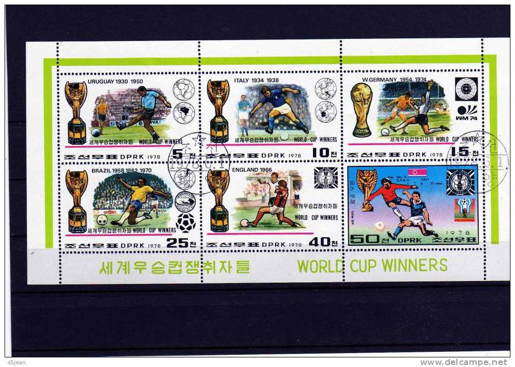 Corée Du Nord: 1978 Très Beau Bloc Oblitéré Vainqueurs De La Coupe Du Monde De Football Brésil Italie Allemagne.... - Other & Unclassified