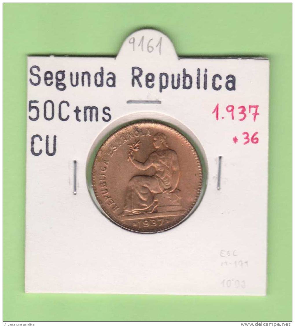 II REPUBLICA  50  CENTIMOS  COBRE  KM#754.1          1.937 #36    EBC/XF    DL-9161 - 50 Centesimi