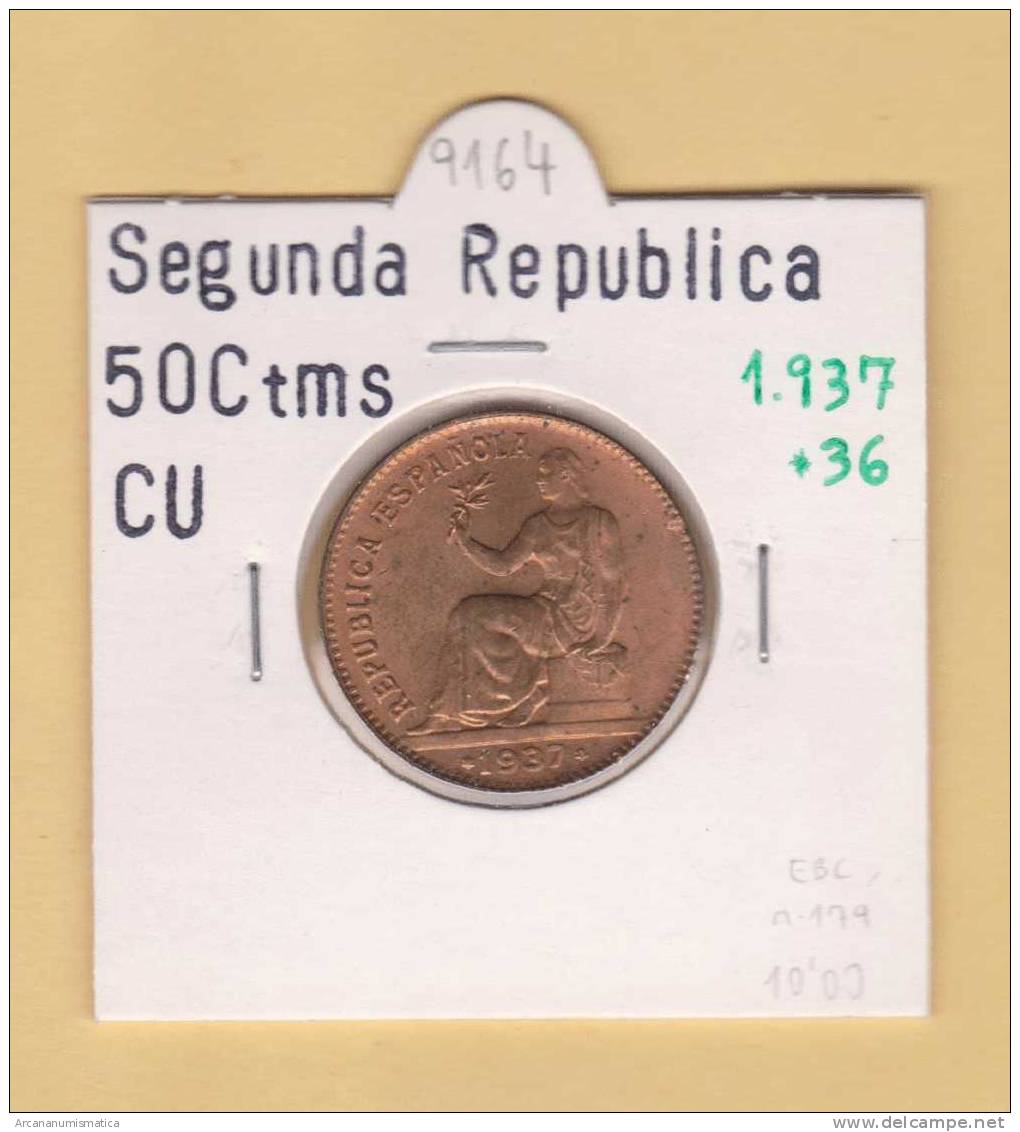 II REPUBLICA  50  CENTIMOS  COBRE  KM#754.1          1.937 #36    EBC/XF    DL-9164 - 50 Centiemos