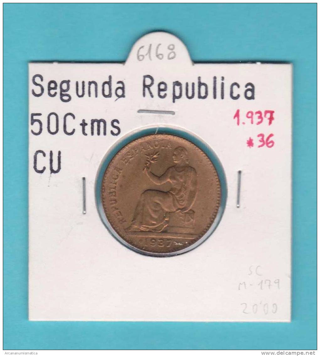 II REPUBLICA  50  CENTIMOS  COBRE  KM#754.1          1.937 #36    SC/UNC    DL-9168 - 50 Centimos