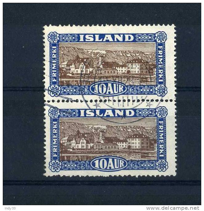 - ISLANDE . PAIRE VERTICALE OBLITEREE 13/12/28 - Used Stamps