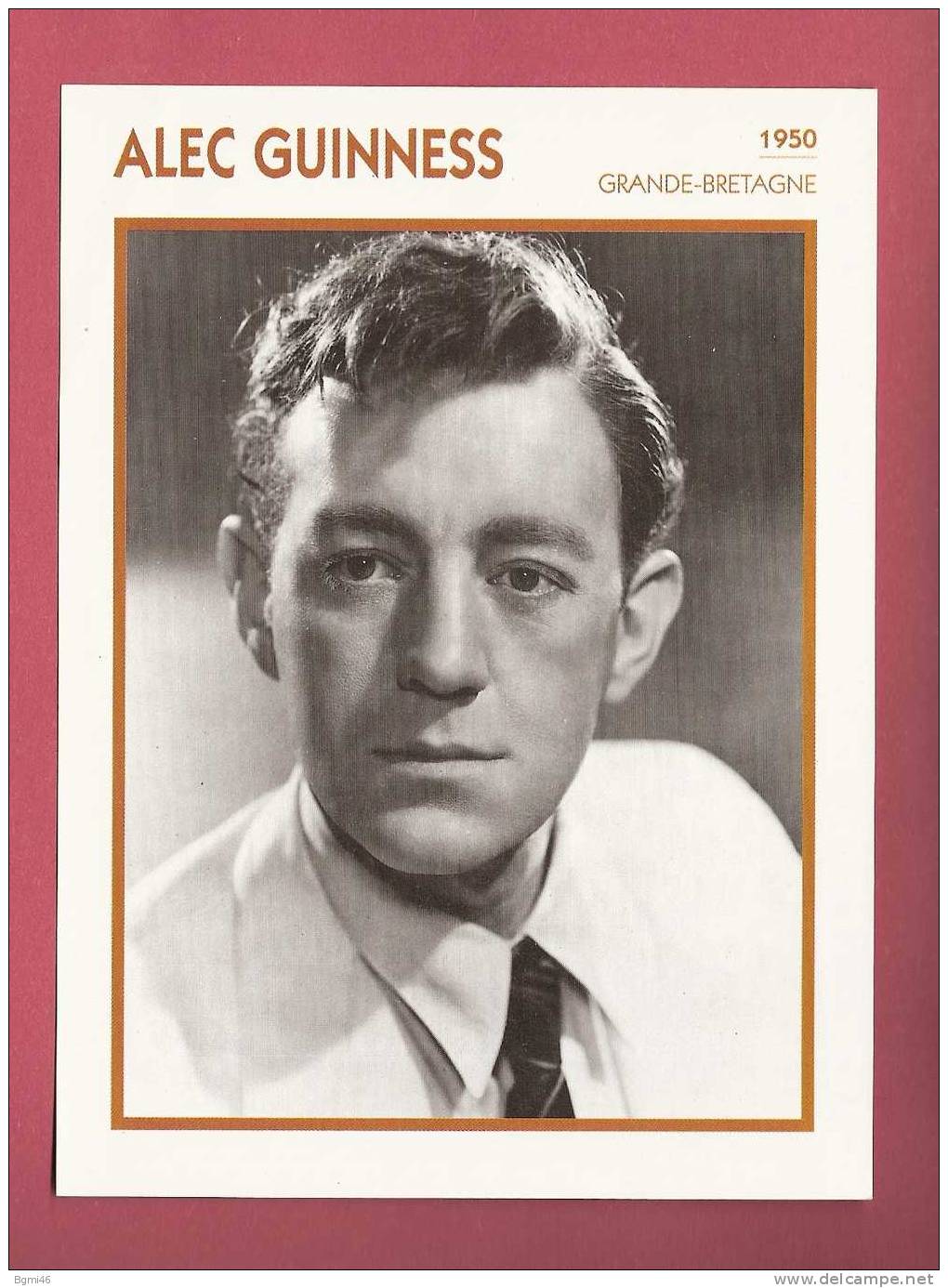 * Fiche Cinéma : N°33 :  ALEC  GUINNESS  :  GRANDE - BRETAGNE  : ( Voir Les 2 Scans ) - Foto