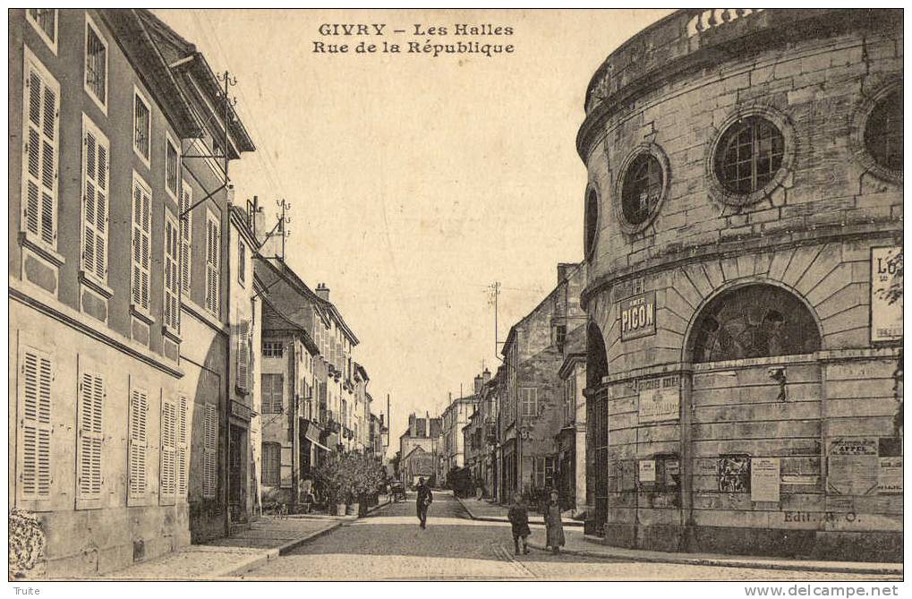 GIVRY LES HALLES RUE DE LA REPUBLIQUE ANIMEE PUB PICON - Other & Unclassified