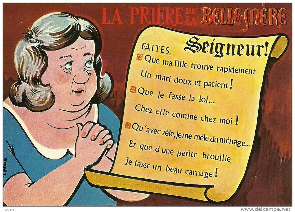 LA PRIERE DE LA BELLE-MERE. - Humour