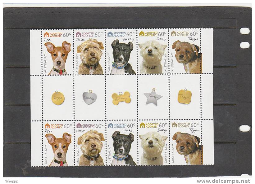 Australia-2010 Adopted & Adored Dogs Gutter Strip MNH - Nuevos