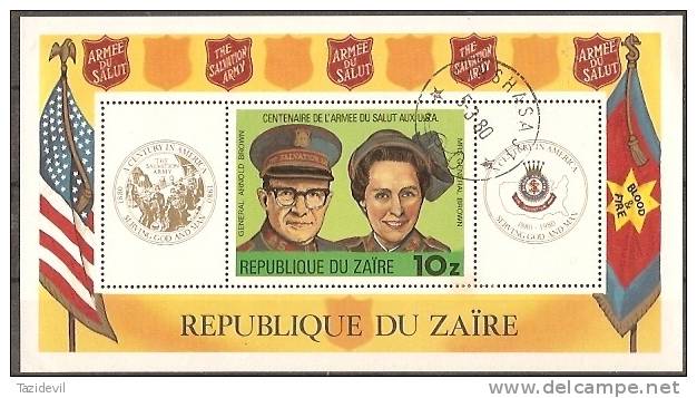 ZAIRE - 1980 Centenary Of The Salvation Army Souvenir Sheet. Scott 958. Used - Autres & Non Classés