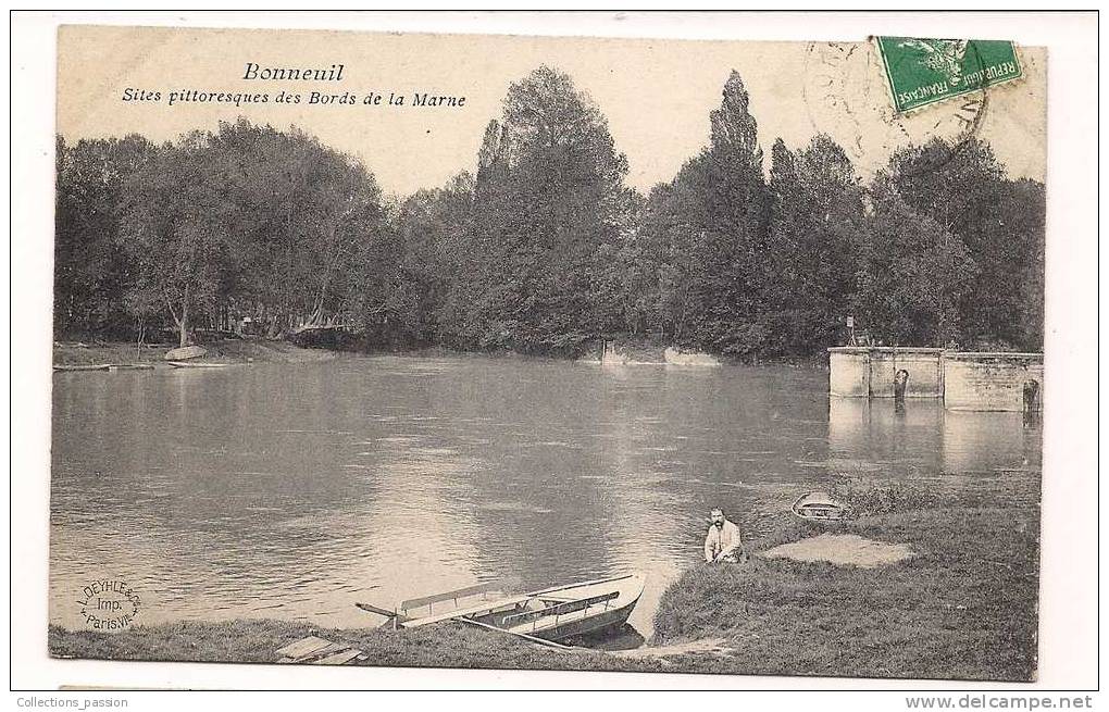 Cp , 94 , BONNEUIL , Sites Pittoresques Des Bords De La Marne , Voyagée 1909 - Bonneuil Sur Marne