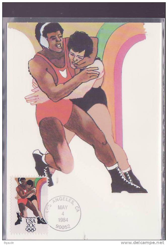 ETATS UNIS CARTE MAXIMUM NUM.YVERT  1530 SPORT JEUX OLYMPIQUES LOS ANGELES - Cartes-Maximum (CM)