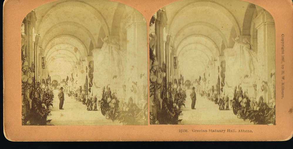 PHOTO STEREO - Copyright 1897 By B.W KILBURN  -Grecian Statuary Hall ATHENS - Paypal Free - Photos Stéréoscopiques
