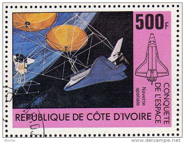 Space Shuttle Fähre USA Elfenbeinküste 684+Block 17 O 4€ Raumfahrt Rakete Bloque Hojitas M/s Bloc Sheet Bf Ivoire Africa - USA